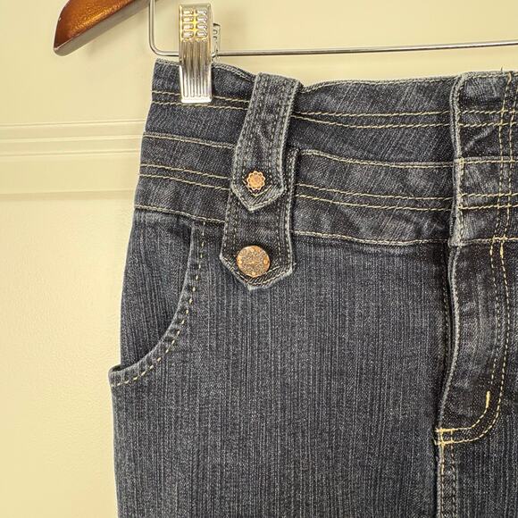 Yuva Dark Wash Mid Length Denim Skirt Vintage Y2K Streetwear Women's Size Medium - Picture 2 of 9
